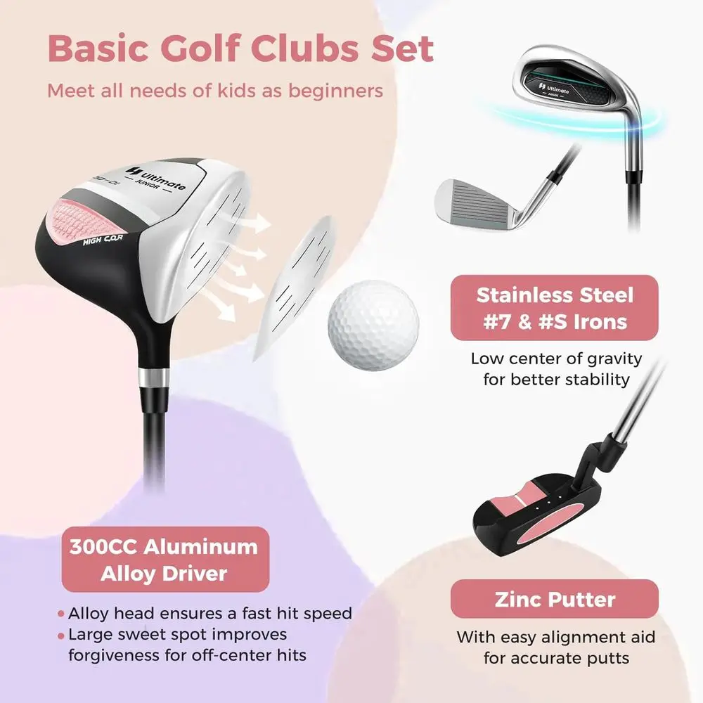 ユースゴルフクラブセット（スタンドバッグ、レインカバー、練習 - Golf Equipment Kids のレビューと価格