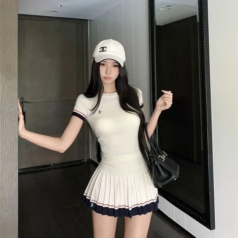 韓国の夏用ツーピーススーツカジュアルテニスゴルフスポーツスー - Golf Equipment Women のレビューと価格
