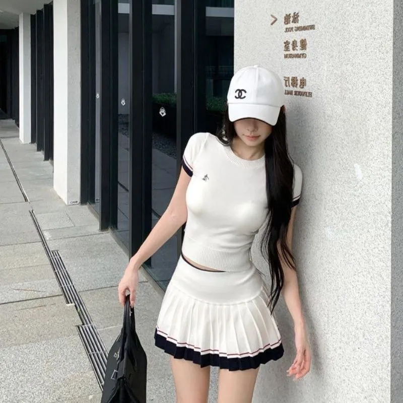 韓国の夏用ツーピーススーツカジュアルテニスゴルフスポーツスー - Golf Equipment Women のレビューと価格